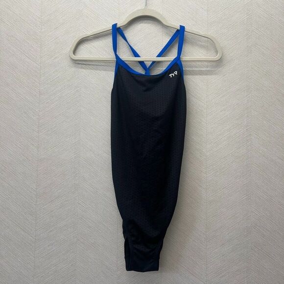 TYR Hydra Span Reversible Diamondfit Black Blue One Piece Swimsuit Womens - Picture 1 of 7